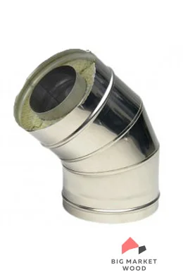 Отвод 45° СЭНДВИЧ D115/200; 0.8/0.5мм. Нерж./Нерж.