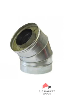 Отвод 45° СЭНДВИЧ D150/210; 0.8/0.5мм. Нерж./Оц.